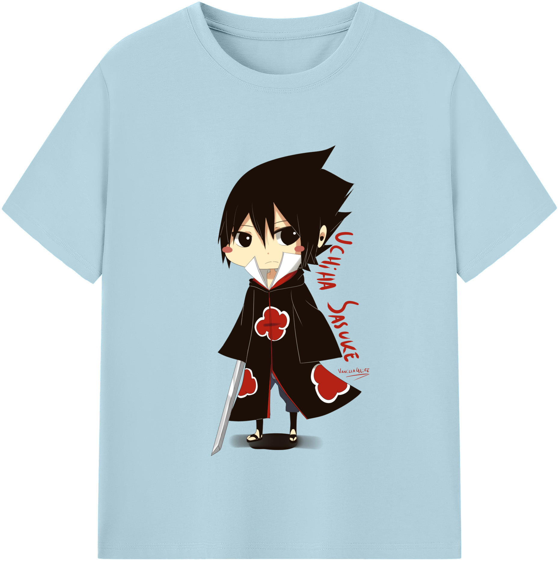 （画像用） NARUTO -ナルト- うちは サスケ Uchiha Sasuke 綿100％半袖Tシャツ（フロントプリント）